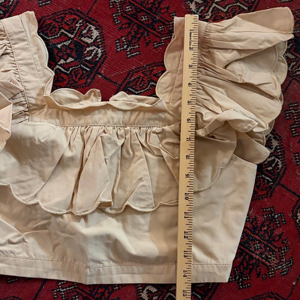 Hunter Bell Kate Beige Khaki Ruffle Crop Top - Picture 12 of 13